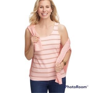 Talbots Pima Cotton Modal Blend HighLand Striped Tank Top